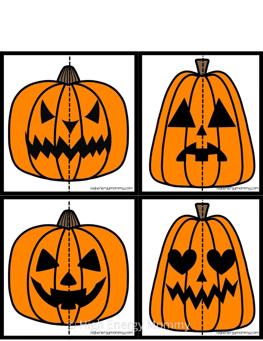 JackOLantern Face Match Up Puzzles • High Energy Mommy