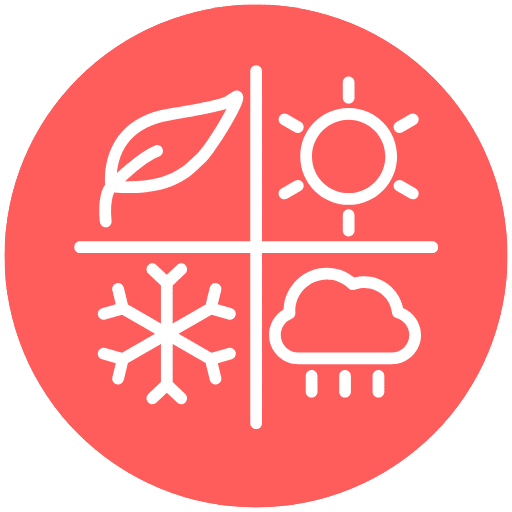 a circle with season symbols on it