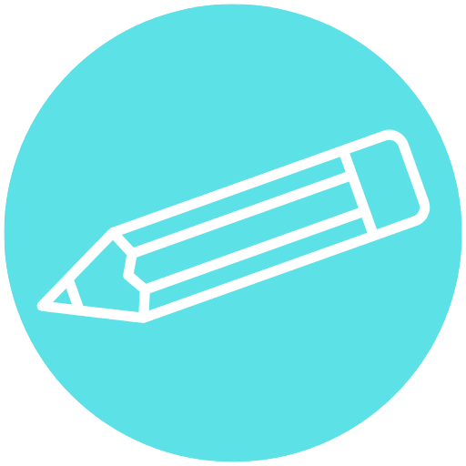 a white pencil in a blue circle